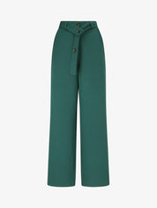 Pantalon ceinturé à taille élastiquée - Vert - 4