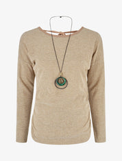 Pull fin à dos en V - Camel - 4
