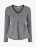 Pull imprimé fantaisie à col V - Noir - 1
