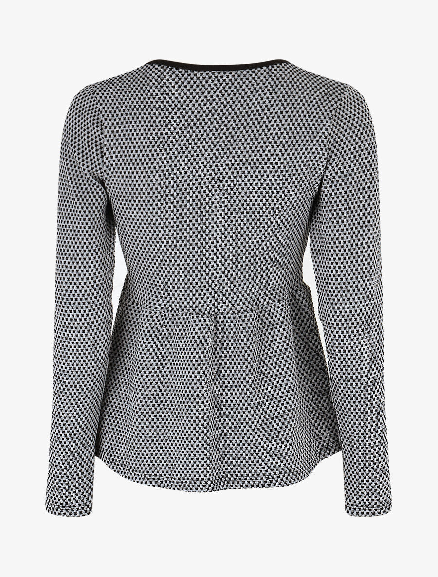 Pull imprimé fantaisie à col V - Noir - 2