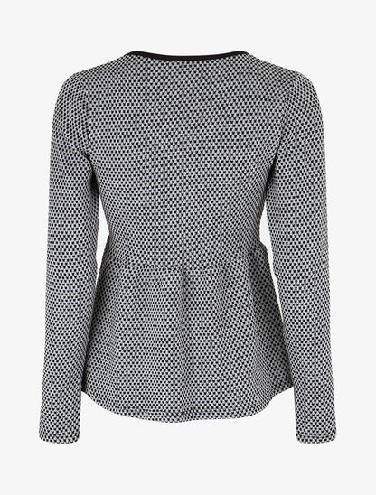 Pull imprimé fantaisie à col V - Noir - 2