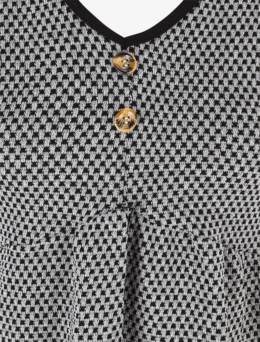 Pull imprimé fantaisie à col V - Noir - 3