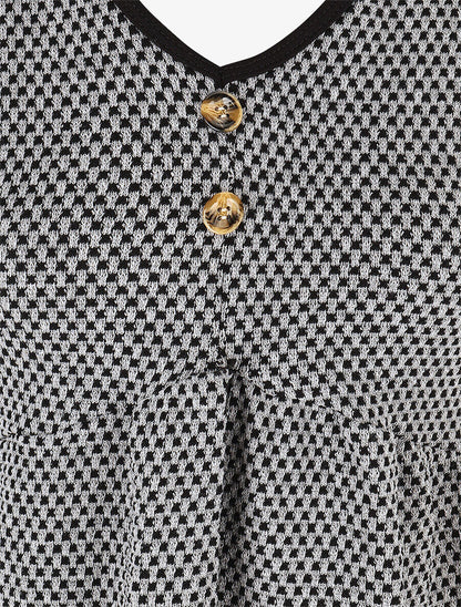 Pull imprimé fantaisie à col V - Noir - 3