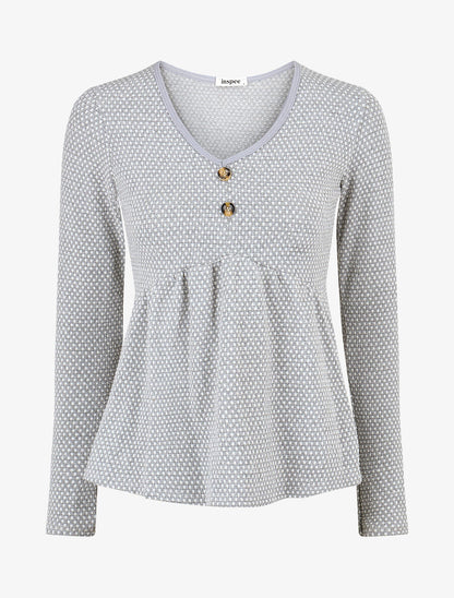 Pull imprimé fantaisie à col V - Gris - 4