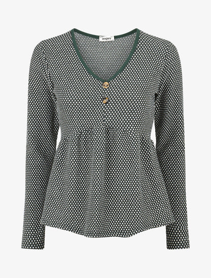 Pull imprimé fantaisie à col V - Vert sapin - 4