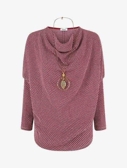 Pull imprimé fantaisie à col bénitier - Bordeaux - 4