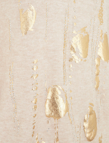 Pull fin à manches longues retroussables - Beige - 3
