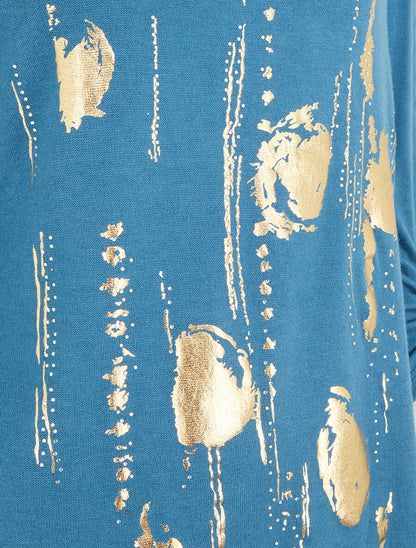Pull fin à manches longues retroussables - Bleu canard - 3