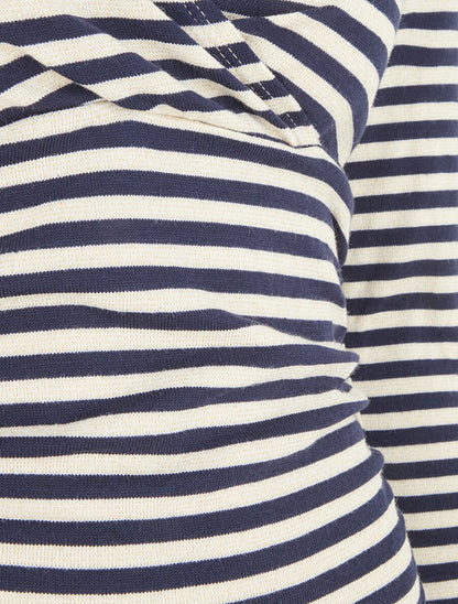 Pull rayé irisé à col cache-coeur - Marine - 3