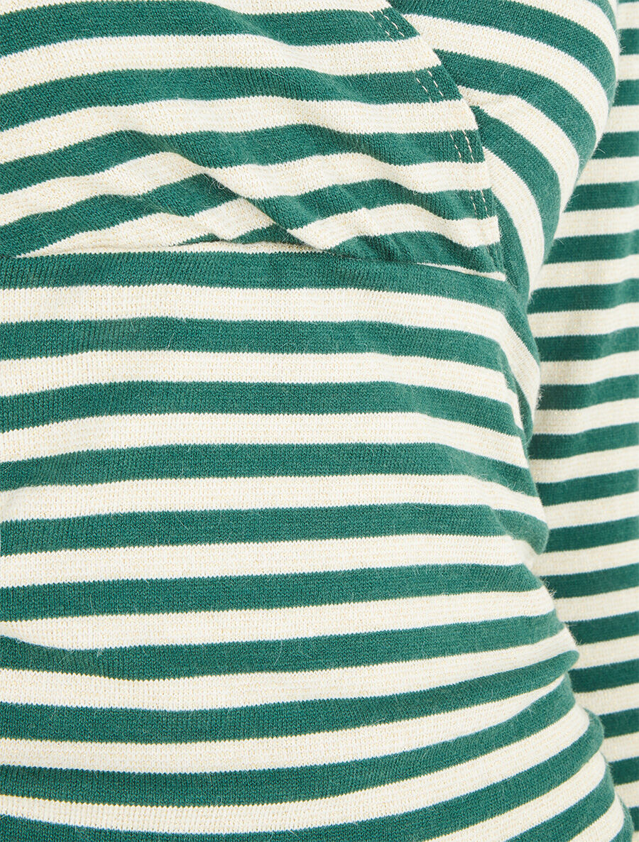 Pull rayé irisé à col cache-coeur - Vert sapin - 3