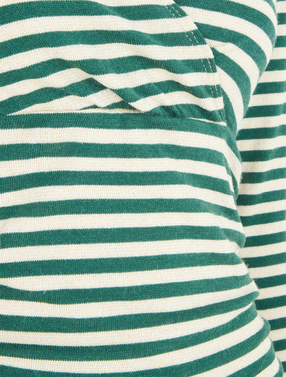Pull rayé irisé à col cache-coeur - Vert sapin - 3