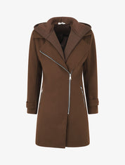 Manteau à empiècement style sweat - Marron - 1