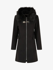 Manteau long unie zippée - Noir - 1