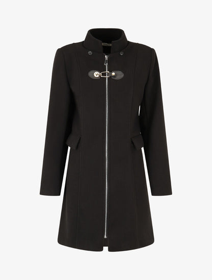 Manteau long unie zippée - Noir - 4