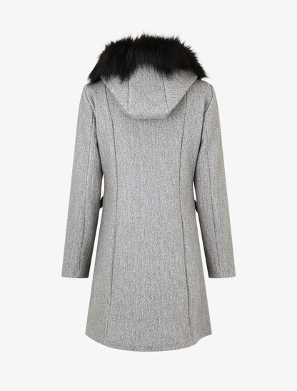 Manteau long unie zippée - Gris - 2