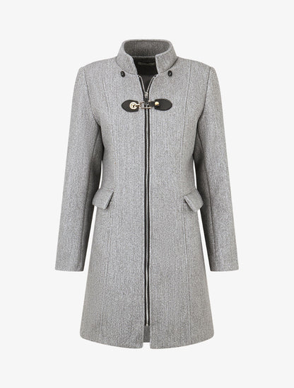 Manteau long unie zippée - Gris - 4