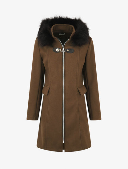 Manteau long unie zippée - Marron - 5