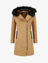 Manteau long à capuche et fourrure synthétique - Camel - 1