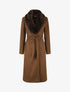Manteau long à col en fourrure synthétique - Marron - 1