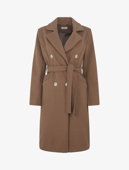 Manteau uni à boutons décoratifs - Marron - 1