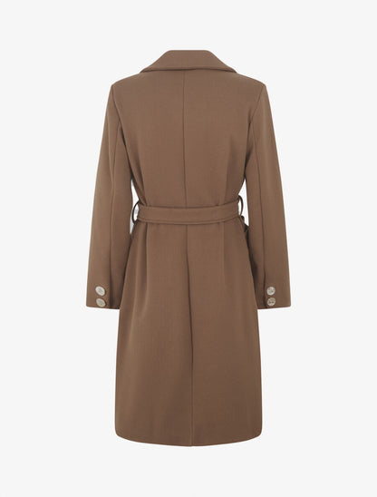 Manteau uni à boutons décoratifs - Marron - 2