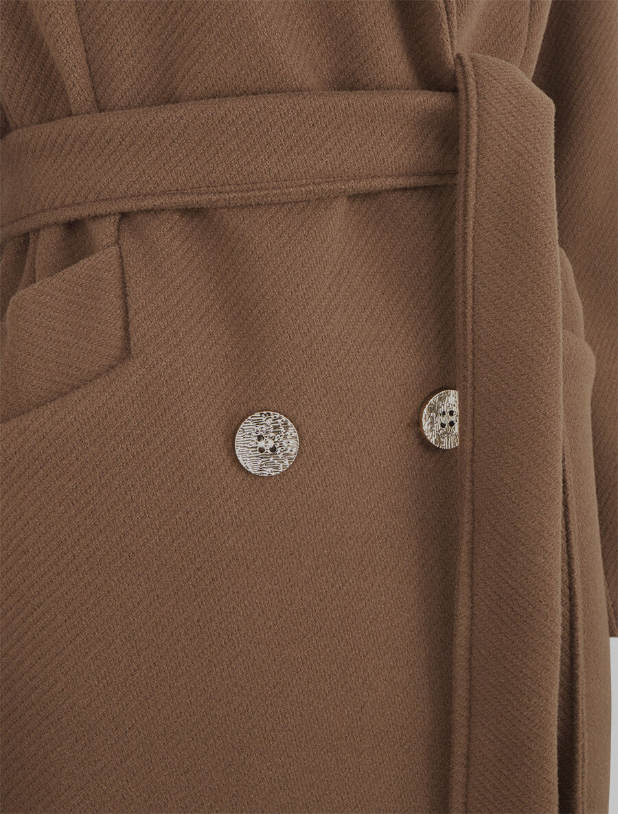 Manteau uni à boutons décoratifs - Marron - 3