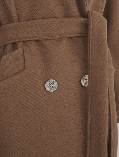 Manteau uni à boutons décoratifs - Marron - 3