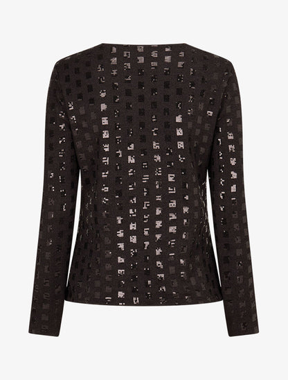 Pull fin incrusté de sequins - Noir - 2