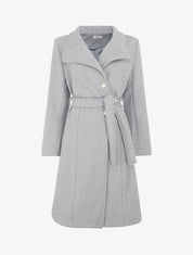 Manteau long uni à boutons marins dorés - Gris/noir - 1
