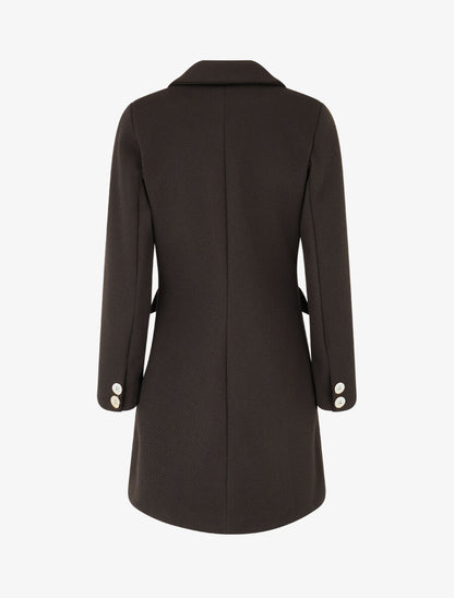 Manteau texturé à boutons décoratifs dorés - Noir - 2