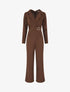 Combinaison unie à empiècement métal - Marron - 1