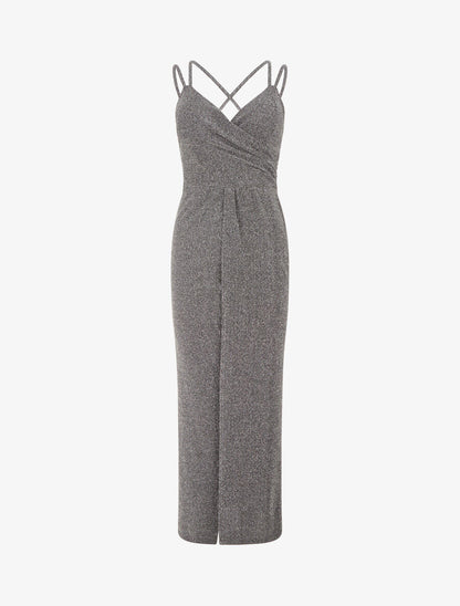 Robe longue irisée à bretelles croisées - Argent - 1