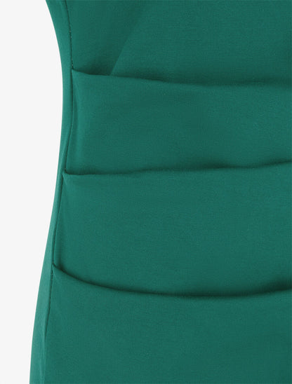 Robe fourreau drapée unie - Vert sapin - 3