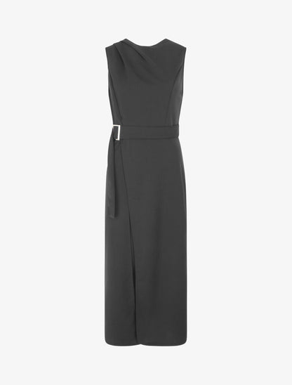 Robe longue superposée et liens à nouer - Noir - 1