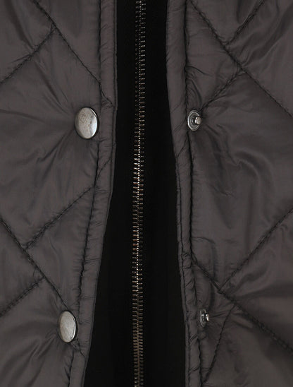 Doudoune mi-longue à empiècement sweat - Noir - 3