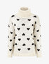 Pull col roulé à imprimé coeurs - Crème - 1