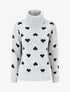 Pull col roulé à imprimé coeurs - Gris - 1