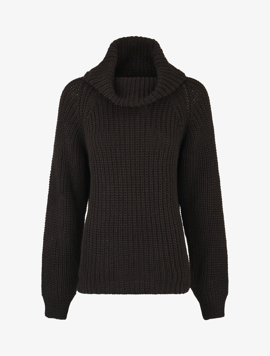 Pull en maille à col roulé loose - Noir - 1