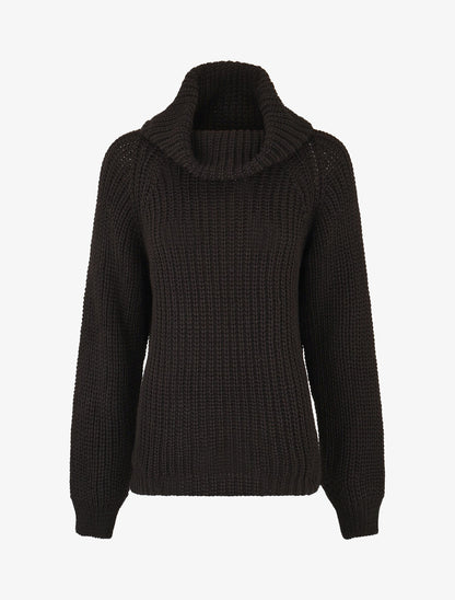 Pull en maille à col roulé loose - Noir - 1