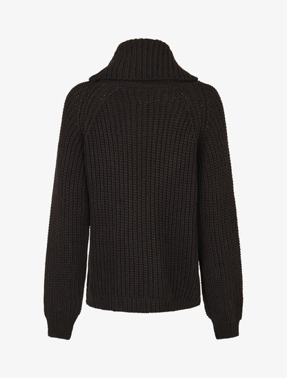 Pull en maille à col roulé loose - Noir - 2