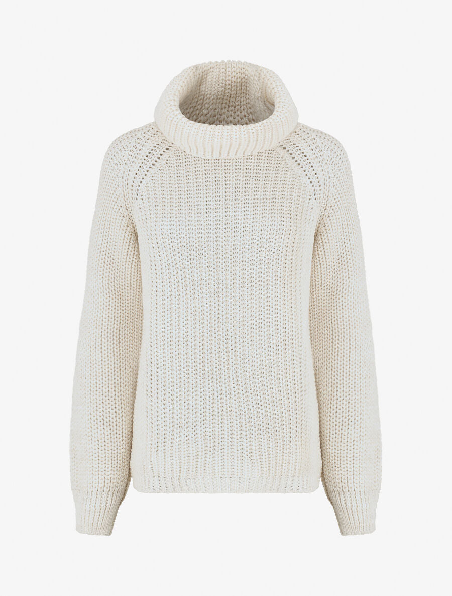 Pull en maille à col roulé loose - Beige - 1