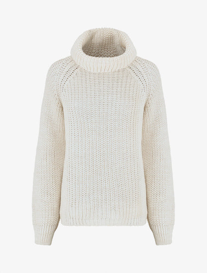 Pull en maille à col roulé loose - Beige - 1
