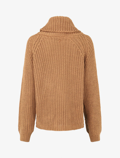 Pull en maille à col roulé loose - Camel - 2
