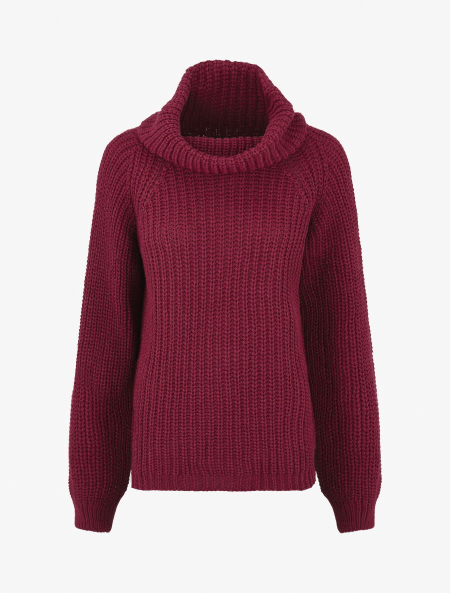 Pull en maille à col roulé loose - Violine - 1