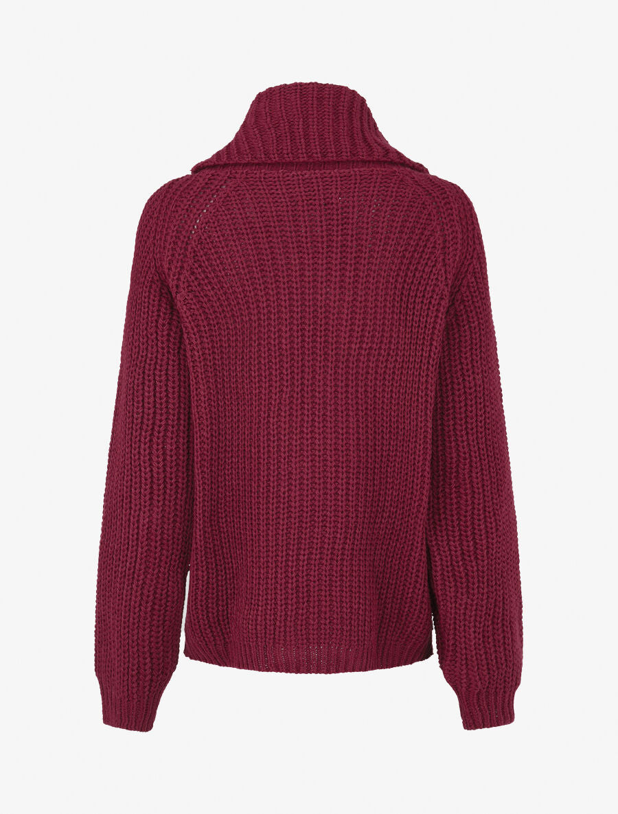 Pull en maille à col roulé loose - Violine - 2