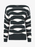 Pull imprimé à col bateau - Noir - 1