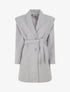Manteau long boutonné et ceinturé - Gris/noir - 1