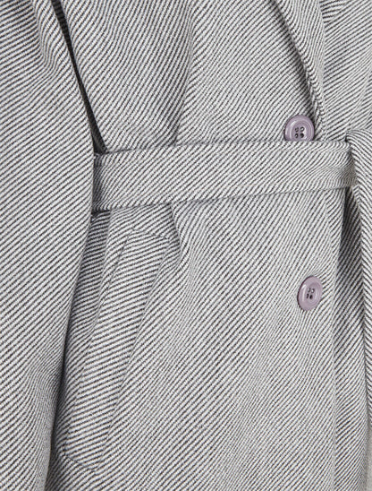 Manteau long boutonné et ceinturé - Gris/noir - 3