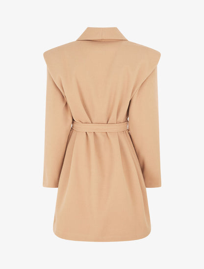 Manteau long boutonné et ceinturé - Camel - 2