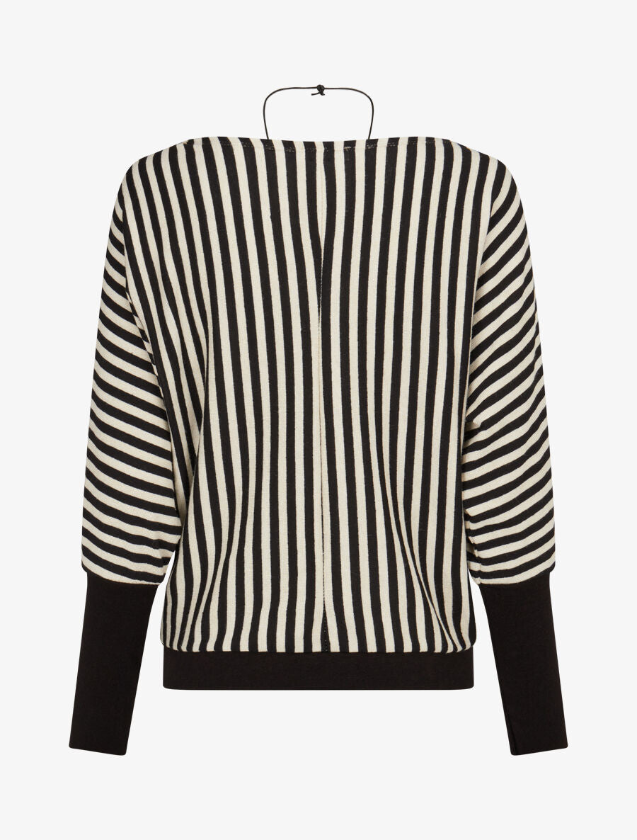 Pull à rayures irisées et col bateau - Noir - 2